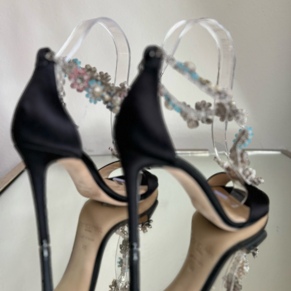 New JIMMY CHOO Reign 100 Satin Sandals With Camellia Mix Anklet $4,495 36 - Picture 9 of 16